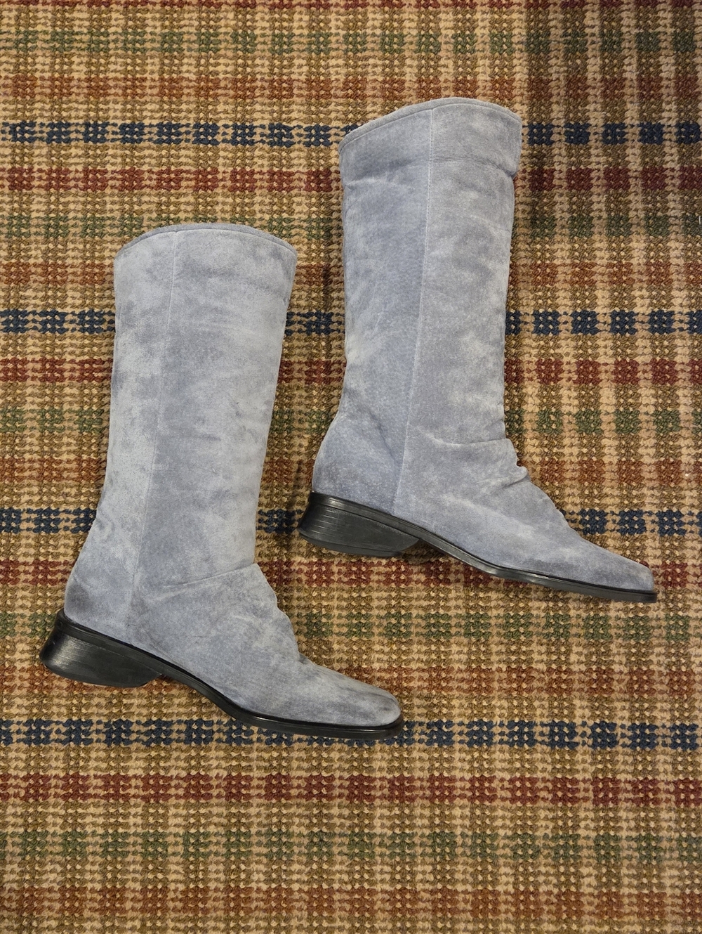 Markon 80s 90s Simon Slouch Boots Fold Down Suede Midcalf Sky Blue 6- 1/2M 6.5